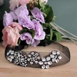 Vera Wang Crystal Black Horsehair Headband NWOT